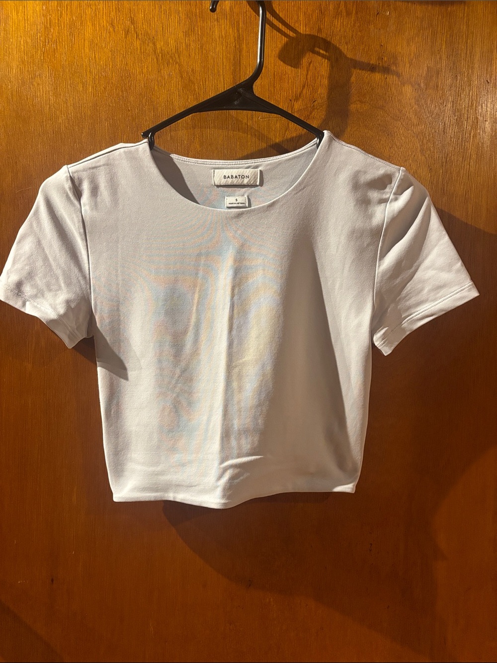 Babaton Grayish/Blue Short-Sleeve Cropped Crew Tee